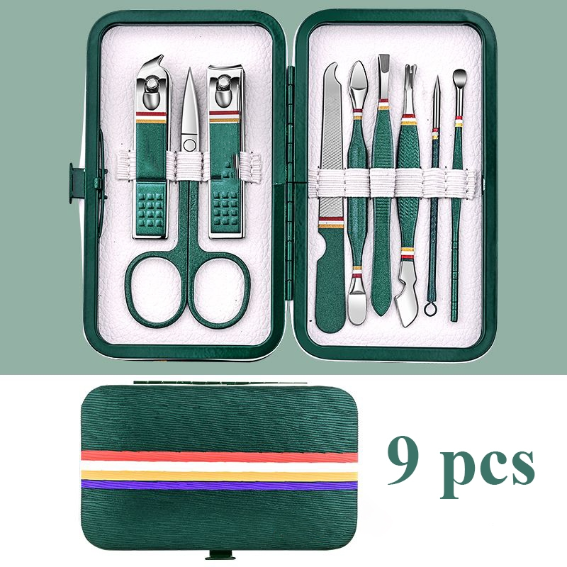 Professional Stainless Steel Nail Care Set – 9–19 Piece Manicure & Pedicure Grooming Kit
