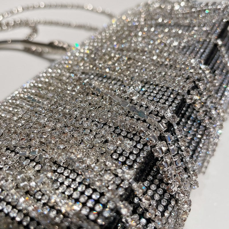 Luxury Rhinestone Evening Clutch Bag for Women – Sparkling Box Handbag with Tassel