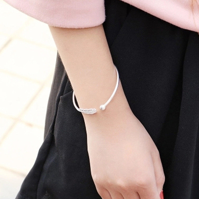 925 Plated Vintage Feather Bracelet for Women