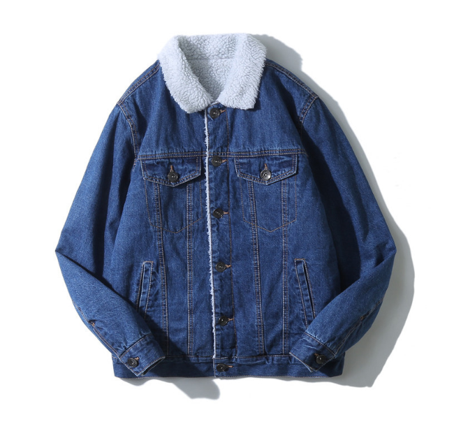 Men’s Thick Denim Jacket – Warm Cotton Coat – USA