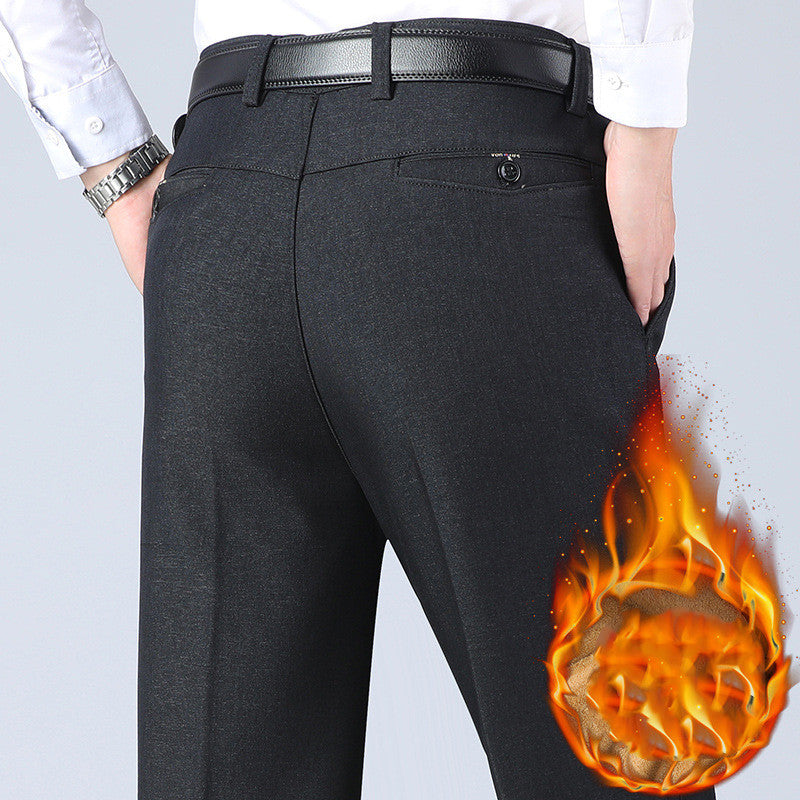 Men’s Fleece-Lined Business Casual Pants – Warm Winter Trousers
