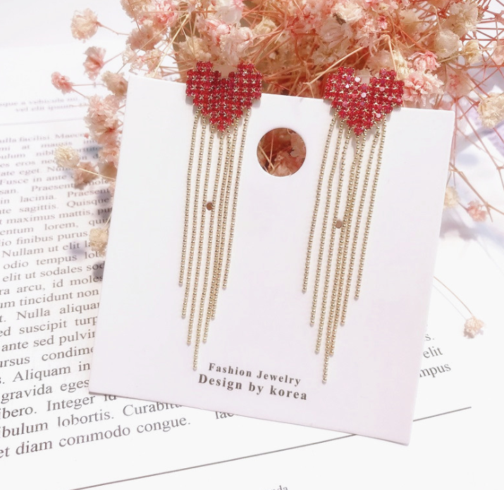 Tassel Heart Long Earrings – Romantic Statement Jewelry – USA