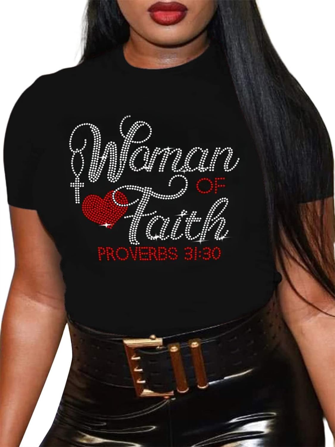Women of Faith Shirt – Rhinestone Bling Christian Graphic Tee