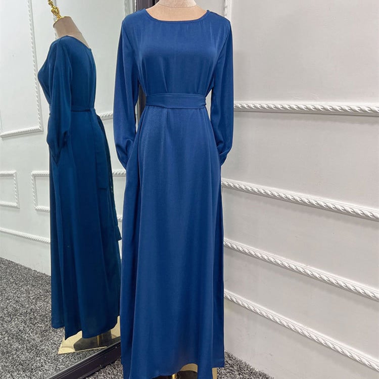 Soft Satin Gown Dress for Women – Elegant Long Sleeve Loose Fit Dress