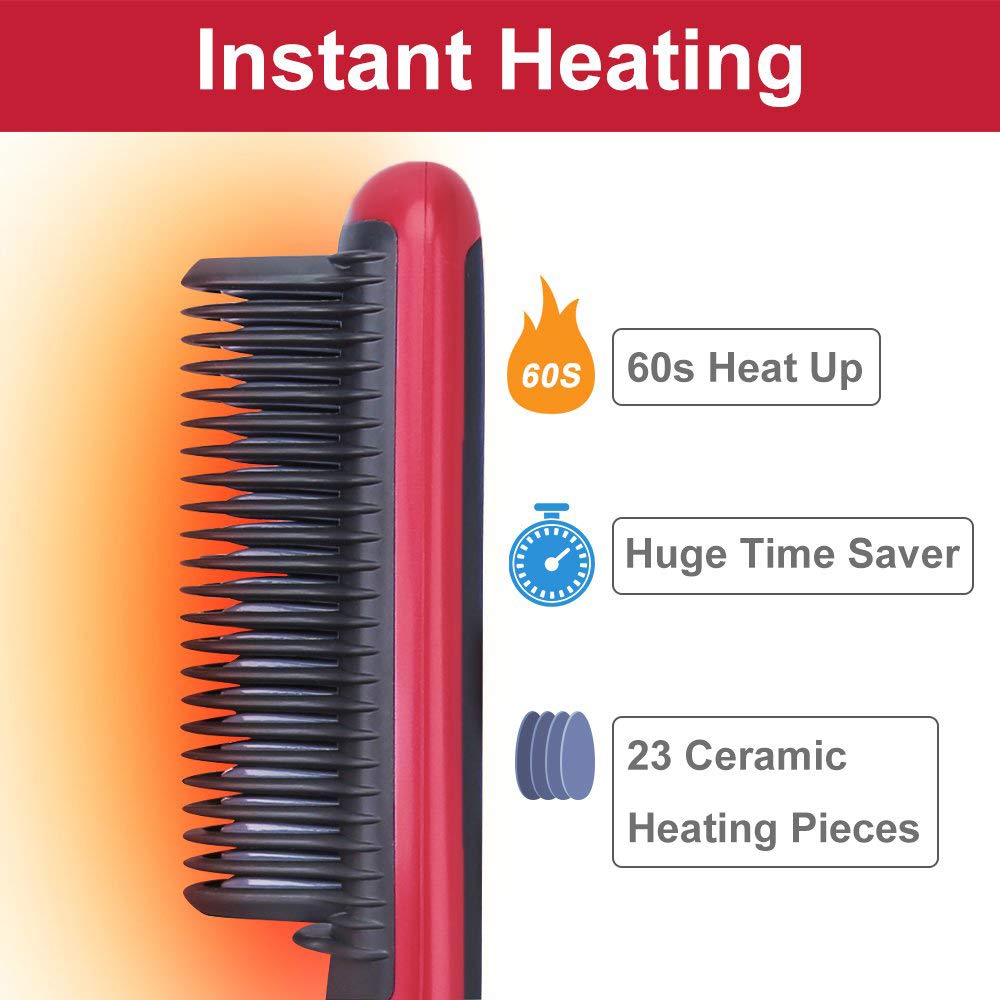 Straightening Brush – 2-in-1 Ceramic Hair Straightener & Curling Tool