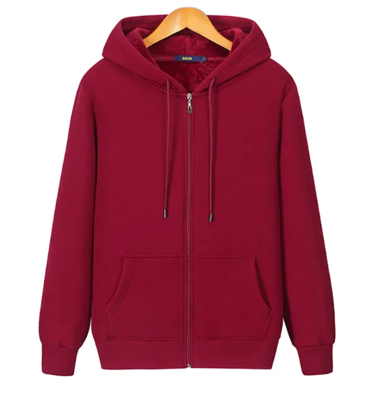Men’s Fleece Warm Zipper Sweater – 95% Cotton Plus Velvet Loose-Fit Winter Pullover, 8 Colors, M–6XL