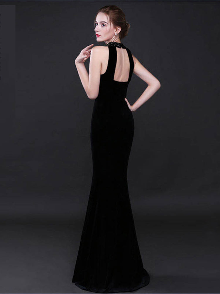 Women's Velvet Mermaid Evening Gown – Long Formal Dress