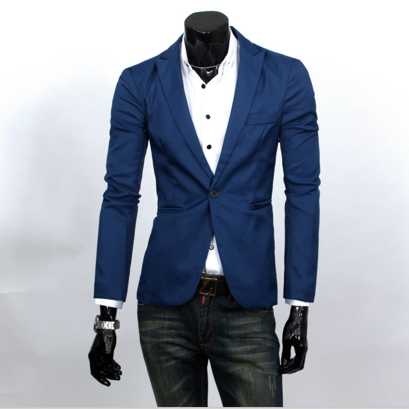 Men’s Korean Slim Fit Blazer – Single Button Smart Casual Suit Jacket, M–3XL