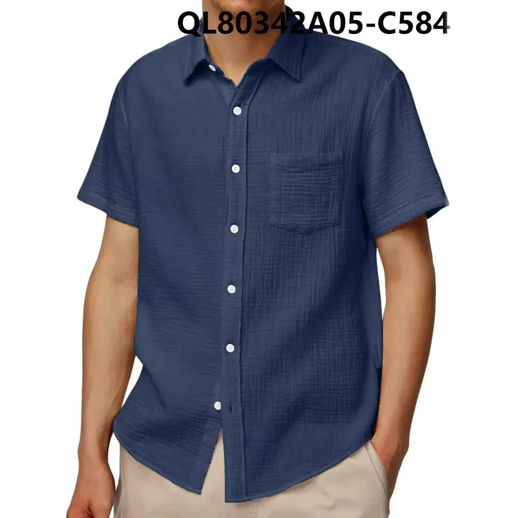 Men’s Short Sleeve Loose Lapel Shirt – Breathable 4-Way Stretch Casual Shirt, S–5XL