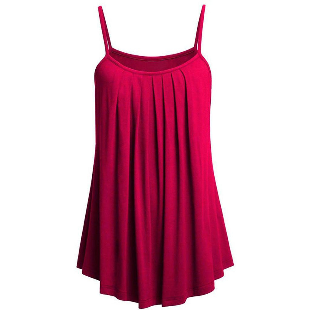 Women’s Chiffon Pleated Tank Top – Elegant Sleeveless Summer Blouse