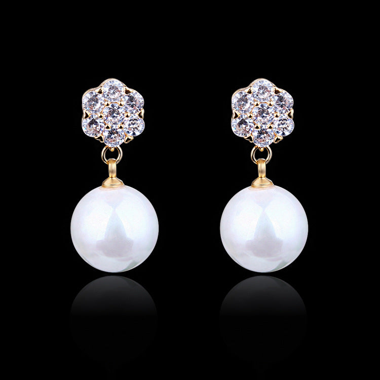Elegant 925 Silver Pearl Drop Earrings – Korean-Inspired Fashion Jewelry