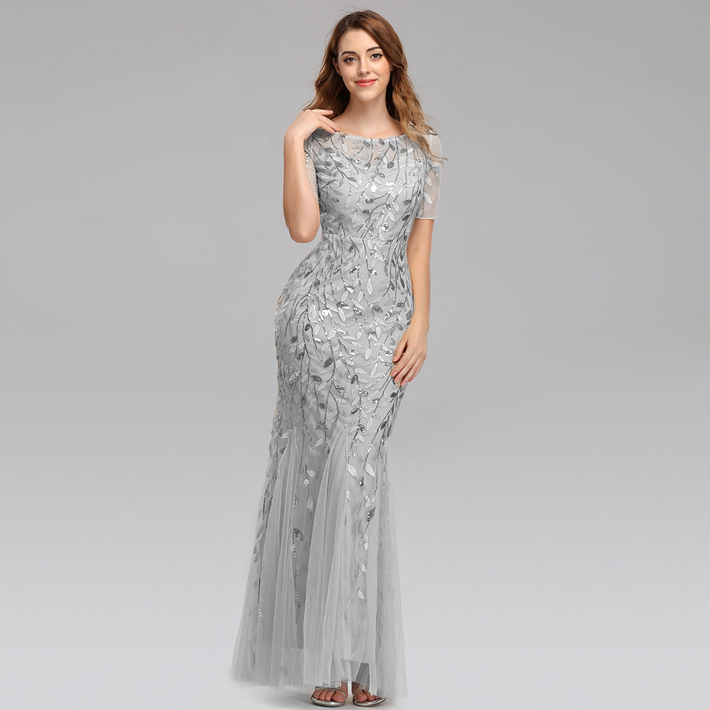 Women’s Lace Mermaid Evening Gown – Elegant Floor-Length Formal Dress S–3XL