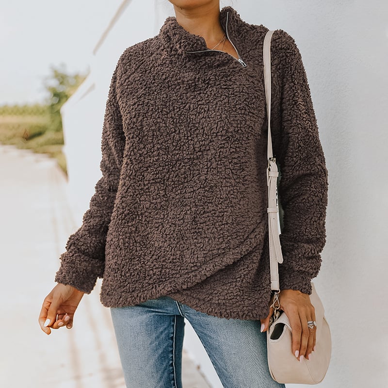 Women’s Double-Sided Fleece Sweater Coat – Soft Warm Plain Casual Outerwear, 3 Colors, S–XL