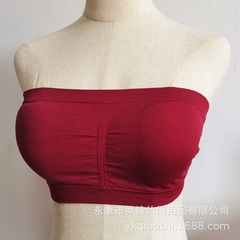 Women’s Strapless Seamless Padded Bandeau Bra – Comfortable Tube Top Bra