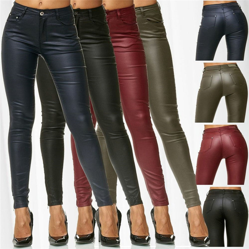 Faux Leather Pants for Women – Sleek Stretch Leatherette Trousers