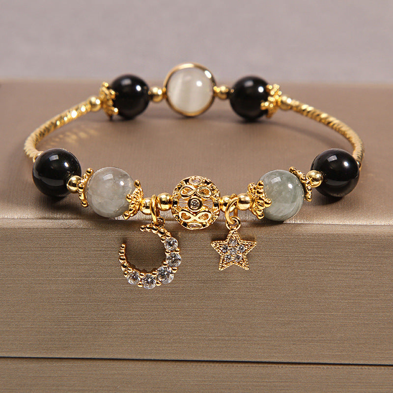 Women’s Natural Moonstone Crystal Bracelet – Elegant Gemstone Beaded Jewelry