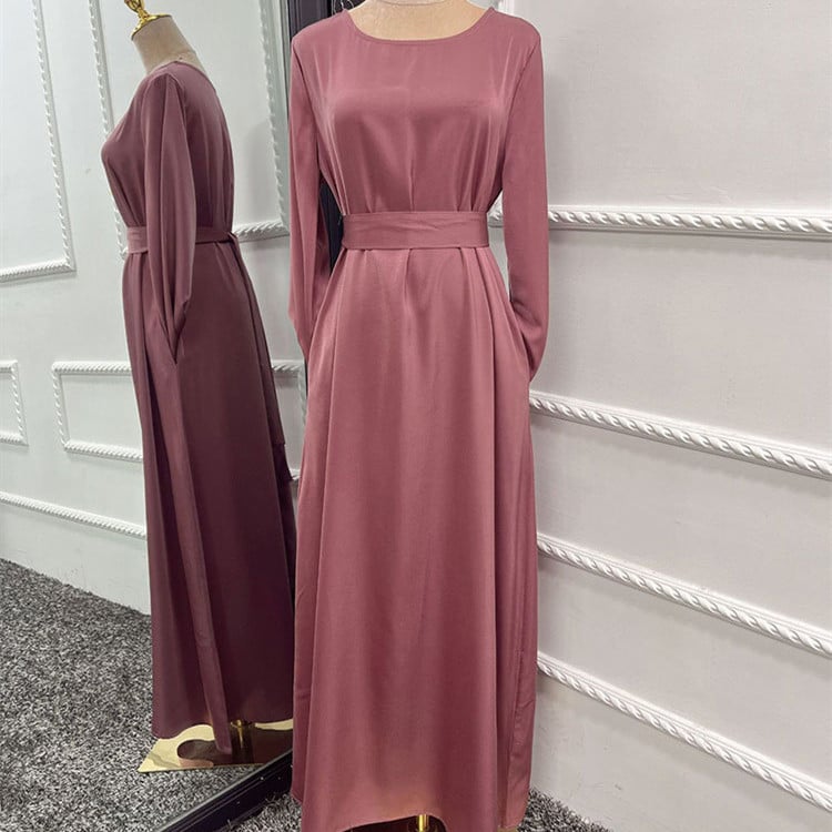 Soft Satin Gown Dress for Women – Elegant Long Sleeve Loose Fit Dress