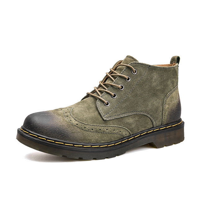 Men’s Genuine Leather Ankle Boots – Vintage Casual Fashion Footwear