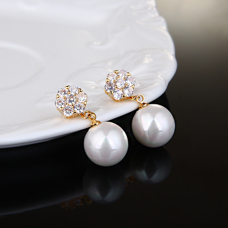 Elegant 925 Silver Pearl Drop Earrings – Korean-Inspired Fashion Jewelry