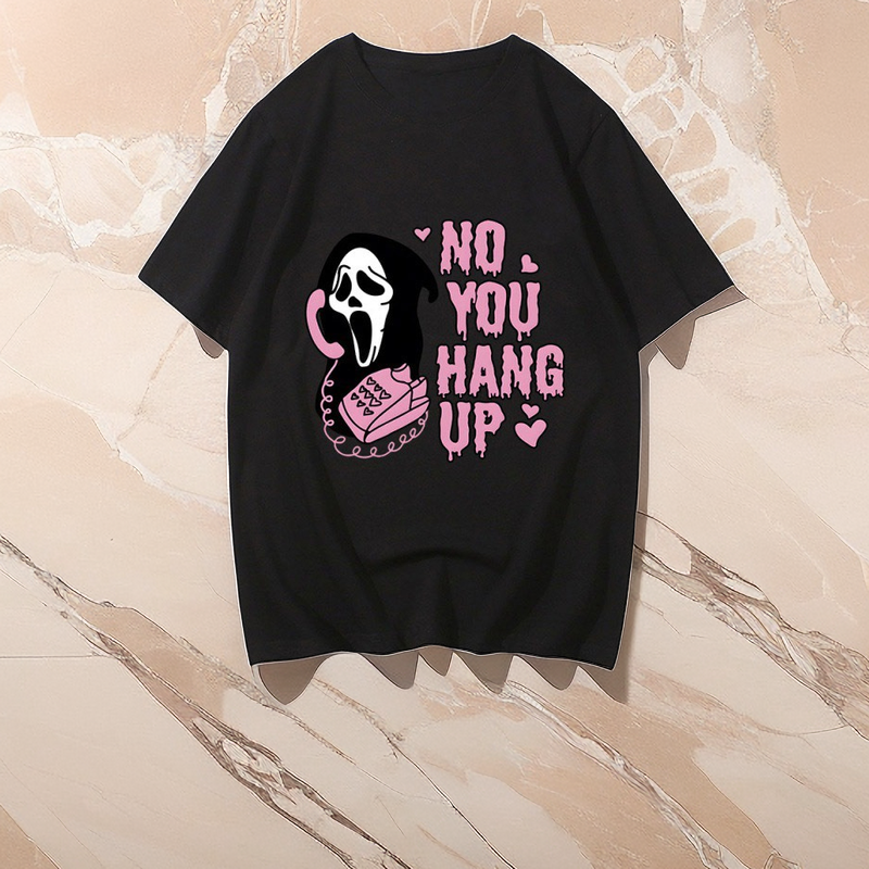 Cartoon Grim Reaper Print Casual T-Shirt for Women