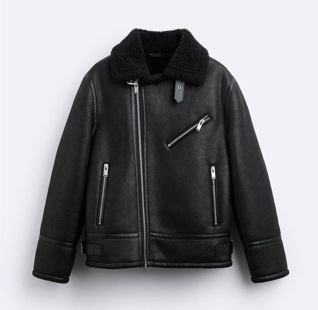 Men’s Faux Lamb Fur Jacket for Fall & Winter – Warm Faux Shearling Casual Jacket