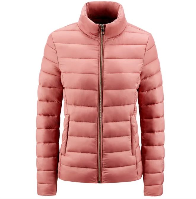 Women’s Stand-Up Collar Puffer Jacket – Warm Minimalist Winter Coat, 5 Colors, M–3XL