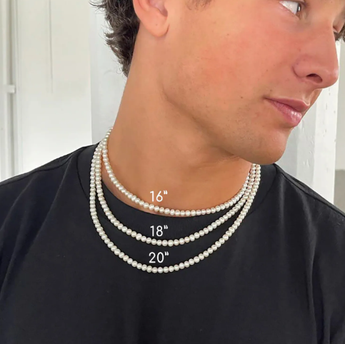 Men's Pearl Necklace 4mm