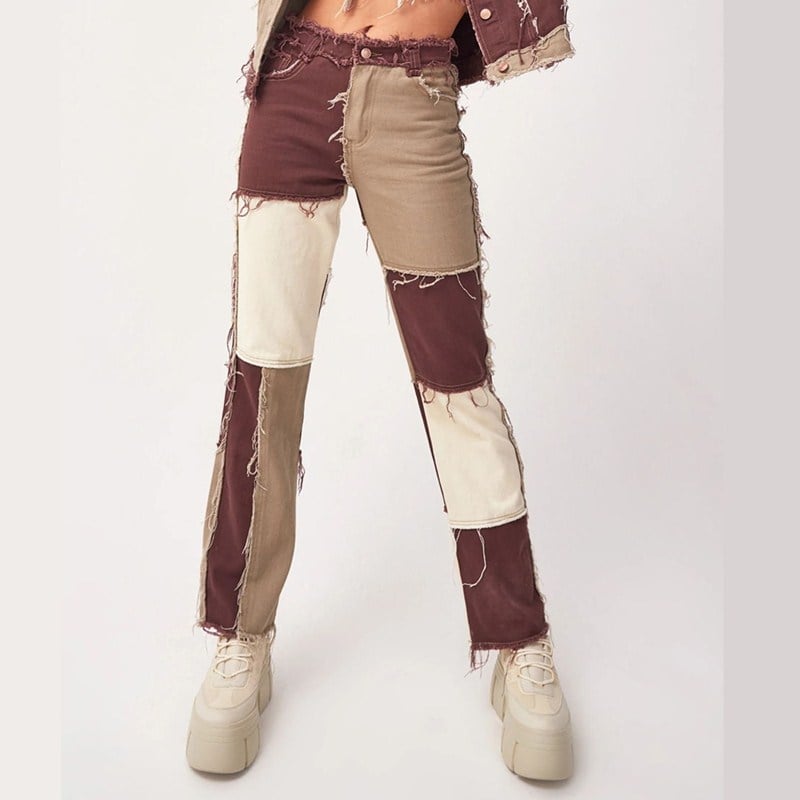 Women’s High-Waist Slimming Leisure Jeans – Cotton Straight-Leg Fleece Denim in Pink & Wine Red, S–XL