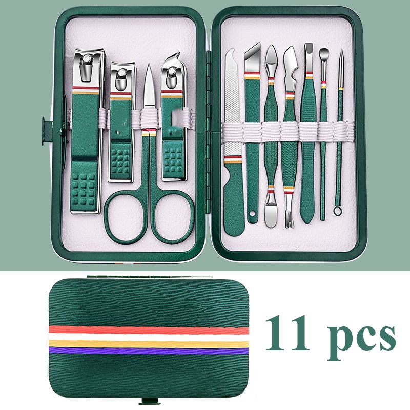 Professional Stainless Steel Nail Care Set – 9–19 Piece Manicure & Pedicure Grooming Kit