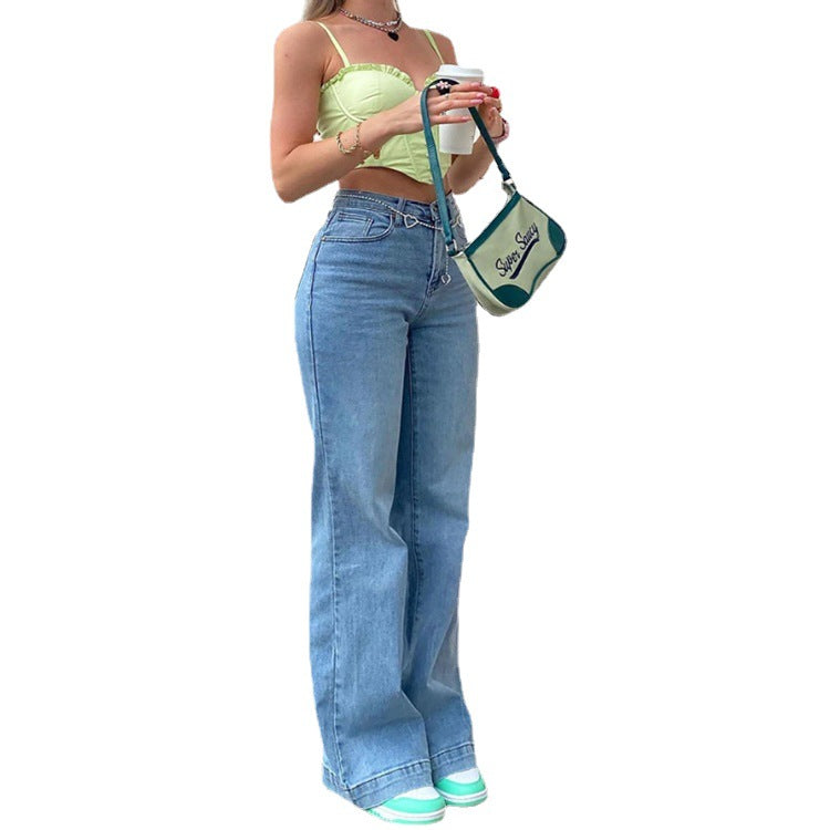 Women’s Mid-Rise Blue Bootcut Jeans – Cotton-Rich Light Blue Commuter Denim, S–3XL