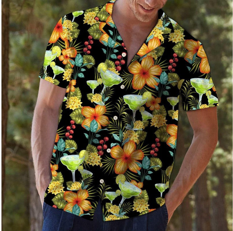 Men’s Hawaiian Cotton Beach Shirt – Breathable Stretch Casual Summer Shirt, S–3XL