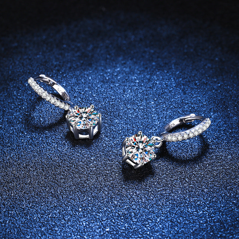 S925 Silver Earrings with Moissanite in Classic Design