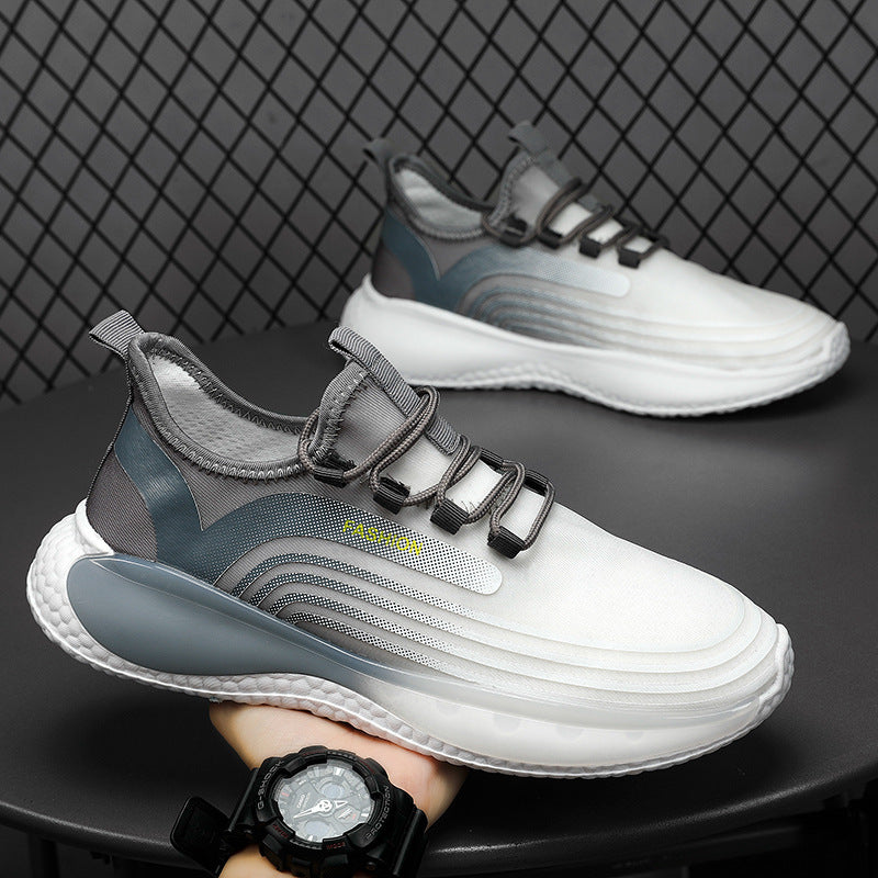 Men’s Summer Breathable Flyknit Sneakers – Modern Casual Athletic Shoes
