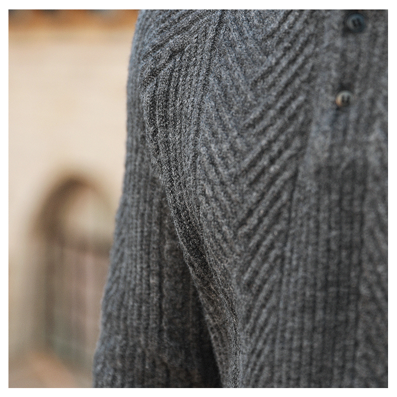 Men’s Cozy Cable Knit Long Sleeve Shirt – Warm Relaxed Fit Half-Button Sweater