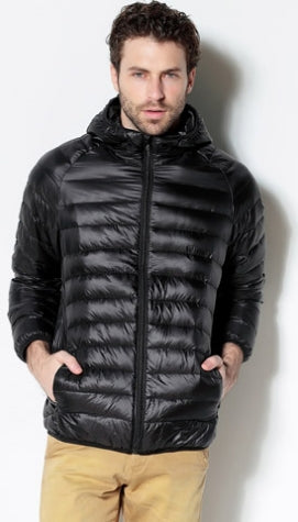 Men’s Winter Lightweight Hooded Cotton Jacket – Warm Casual Padded Coat, 3 Colors, S–3XL