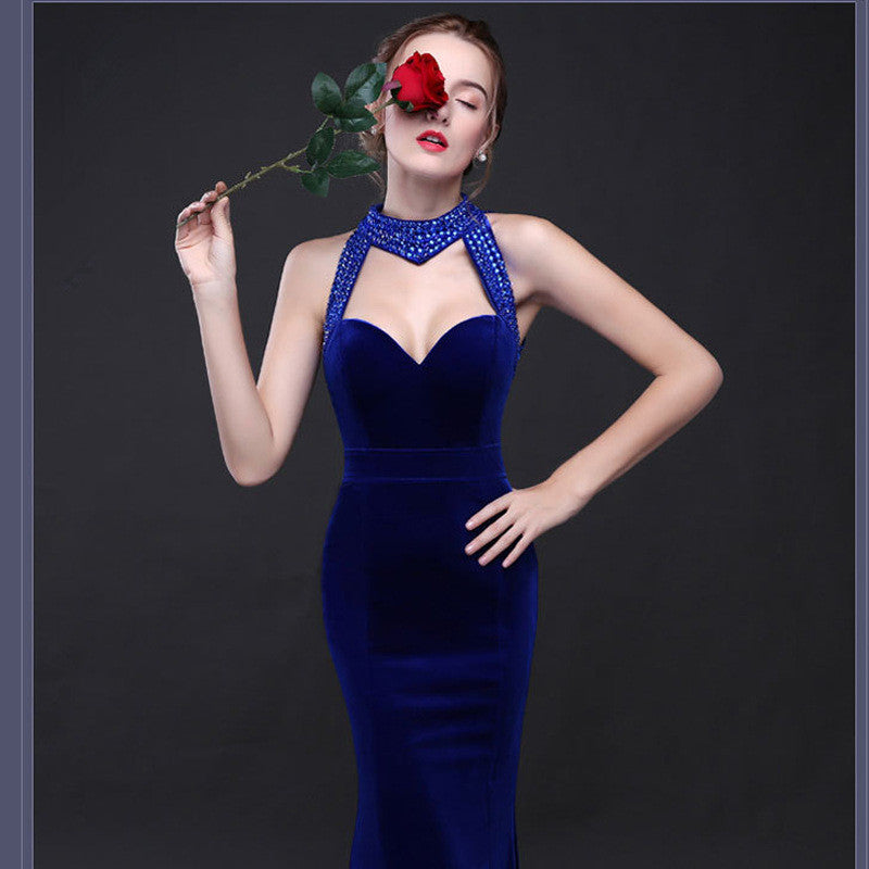 Women's Velvet Mermaid Evening Gown – Long Formal Dress