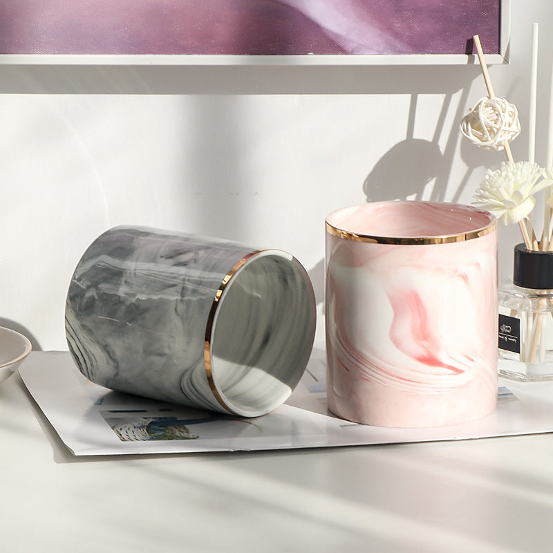 Marble Makeup Brush and Eyebrow Pencil Storage Holder
