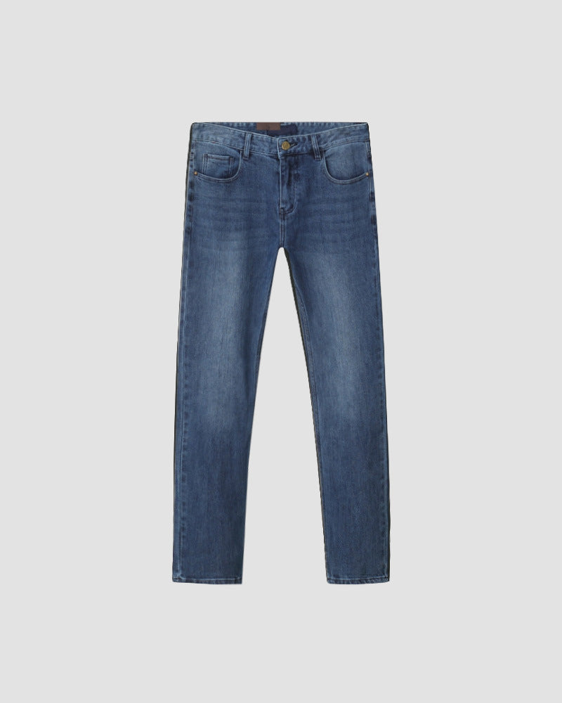 Men’s Washed Denim Jeans – Casual Vintage Style Pants