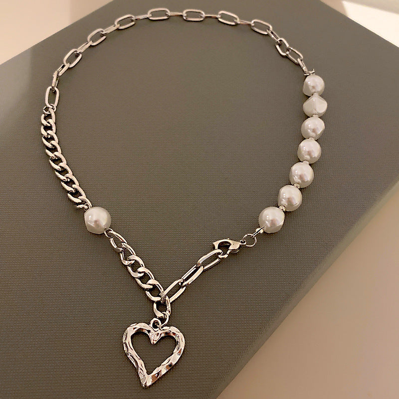Korean Vintage Pearl Tassel Floral Bow Choker Necklace