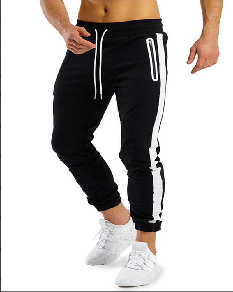 Men’s Running Fitness Trousers – Side Contrast Velcro Athletic Pants