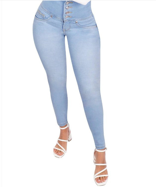 Women’s Peach Butt Shaping Fitness Jeans – High-Waist Stretch Slim-Fit Denim