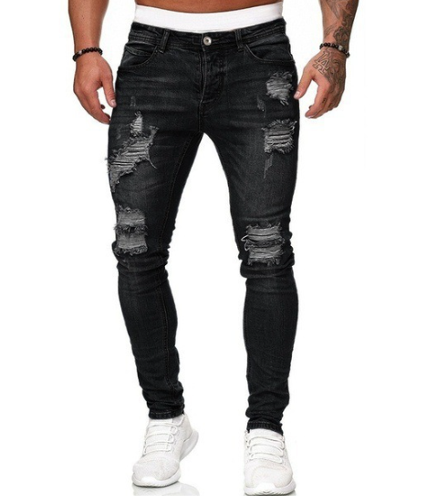 Men’s Slim Fit Ripped Jeans – Casual Distressed Denim Trousers