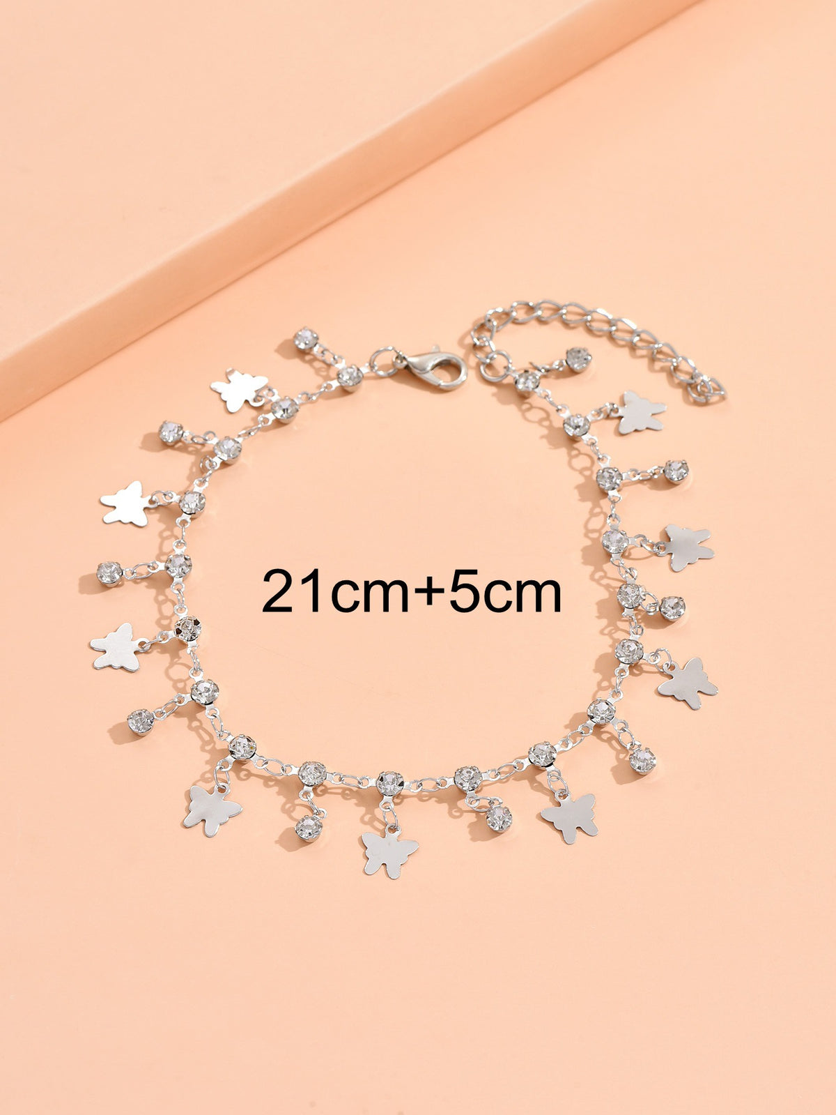 Bohemian Vintage Anklet with Diamond Butterfly Pendant