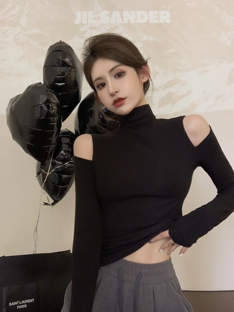 Slim Long Sleeve Turtleneck T-shirt for Women