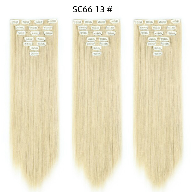 7-Piece Traceless Long Straight Hair Extensions – High-Temperature Silk, 57 Colors