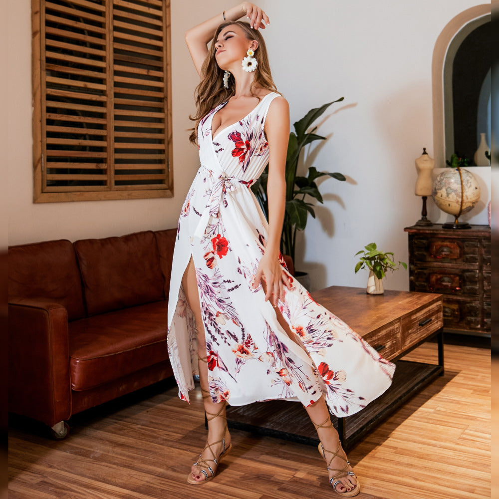 Women’s Bohemian Floral Print Beach Dress – Lightweight Summer Vacation Dress, S–L