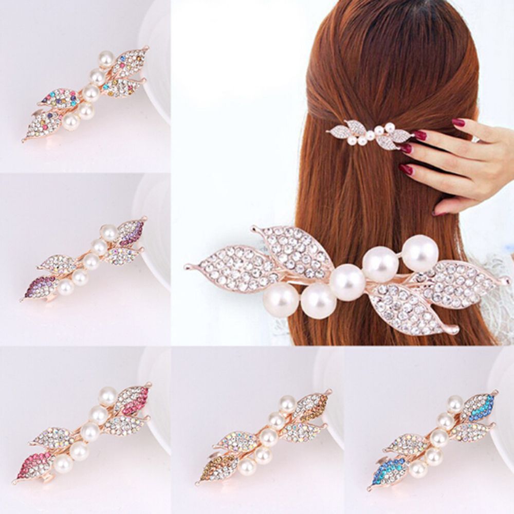 Korean Pearl Rhinestone Hair Clips – Elegant Women's Hair Accessories