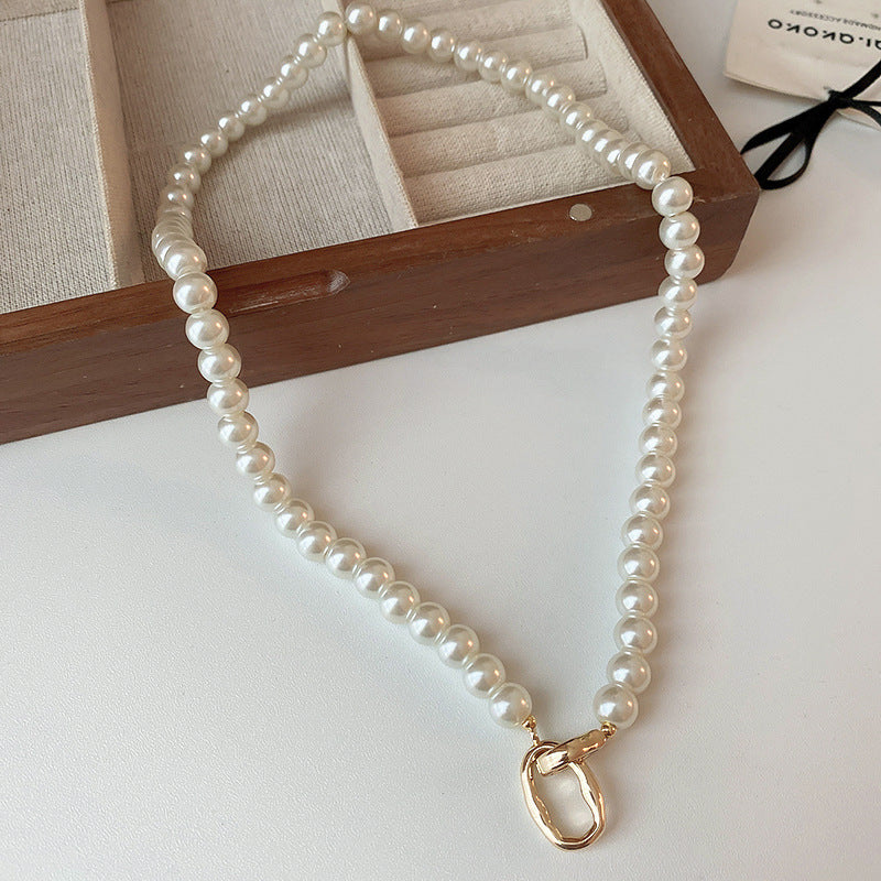 Korean Vintage Pearl Tassel Floral Bow Choker Necklace