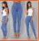 Women’s High-Rise Skinny Fit Stacked Jeans – Solid Color Pencil Denim, S–XXL