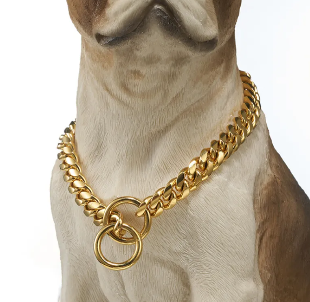Stainless Steel Dog Chain Collar – Rust-Resistant Metal Pet Collar in 10–28 Inch Sizes